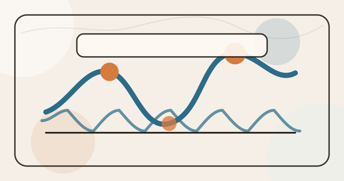 Lound editorial illustration of a daily energy waveform with calm, sharp, and depleted zones connected to voice entries.