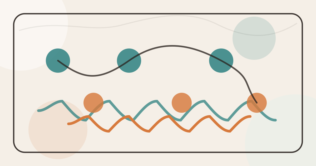 Lound editorial illustration of scattered journal fragments connected by meaning-based voice waves instead of exact keywords.
